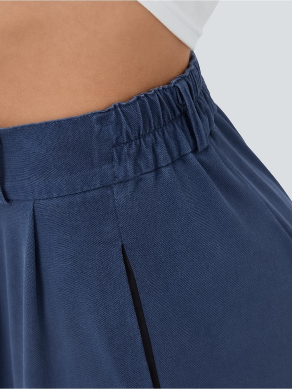 Halara High Waisted Pleated Wide Leg Pants Small Regular Blue Stretch NWOT - Picture 5 of 7